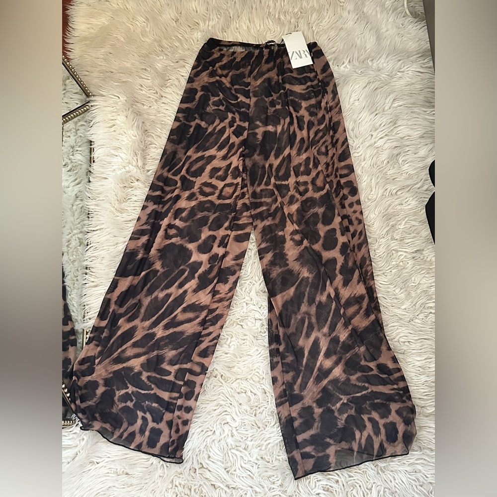 Zara Brown and Black Wide Leg Pants - Picture 2 of 5